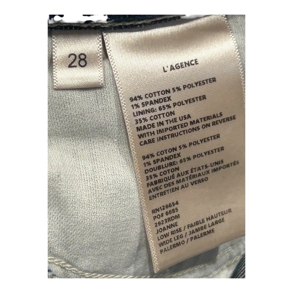L'AGENCE Paris Joanne Jeans Low-rise Wide Leg in Palermo wash Size 28 New w Tag - Picture 7 of 8